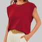 🔥Sommer-Rabatt 🩷 Solid Color Round Neck Cap Sleeve Top
