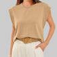 🔥Sommer-Rabatt 🩷 Solid Color Round Neck Cap Sleeve Top