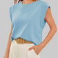 🔥Sommer-Rabatt 🩷 Solid Color Round Neck Cap Sleeve Top