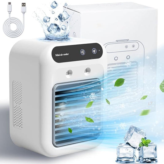 ❄️🌬️ Mini Air Cooler 3-in-1 – Kühlt, befeuchtet & duftet! Perfekt für Schreibtisch & Schlafbereich