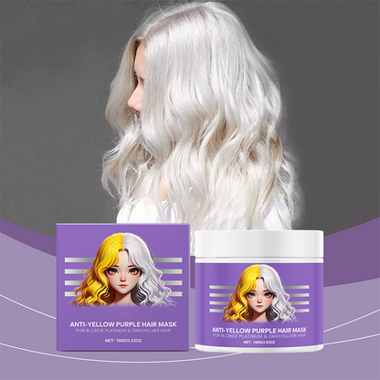 Lila Maske gegen gelbes Haar