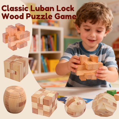 🔥 76 % RABATT! ✨ Luban Lock Holzpuzzle – Fördert die räumliche Intelligenz, Design aus Naturholz, pädagogisches Familienspiel 🧩🤲