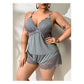 🥳HEISSER VERKAUF 2026🥳💞ÜBER 50.000 VERKAUFT!👗🌸 60 % RABATT! Pyjama-Set aus Top und Shorts mit Spitzenbesatz – Weicher, satinartiger Stoff, verstellbare Träger und V-Ausschnitt.