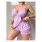🥳HEISSER VERKAUF 2026🥳💞ÜBER 50.000 VERKAUFT!👗🌸 60 % RABATT! Pyjama-Set aus Top und Shorts mit Spitzenbesatz – Weicher, satinartiger Stoff, verstellbare Träger und V-Ausschnitt.