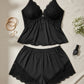 🥳HEISSER VERKAUF 2026🥳💞ÜBER 50.000 VERKAUFT!👗🌸 60 % RABATT! Pyjama-Set aus Top und Shorts mit Spitzenbesatz – Weicher, satinartiger Stoff, verstellbare Träger und V-Ausschnitt.