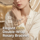 🌷💝Doppellagiges Rosenkranz-Armband mit Kreuz – Elegantes 2-in-1 Wickeldesign, hochglanzpolierte Perlen, bequemer Tragekomfort & spirituelle Eleganz für den Alltag🎁💐